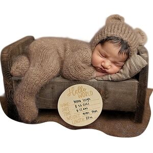 Brown Knit Bear Baby Costume Romper with Hood - Kids Costumes
